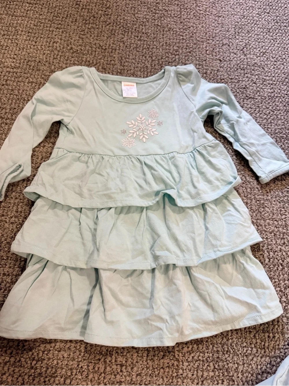 Gymboree Mint Green Ruffled tunic Set with Snowflake Embroidery